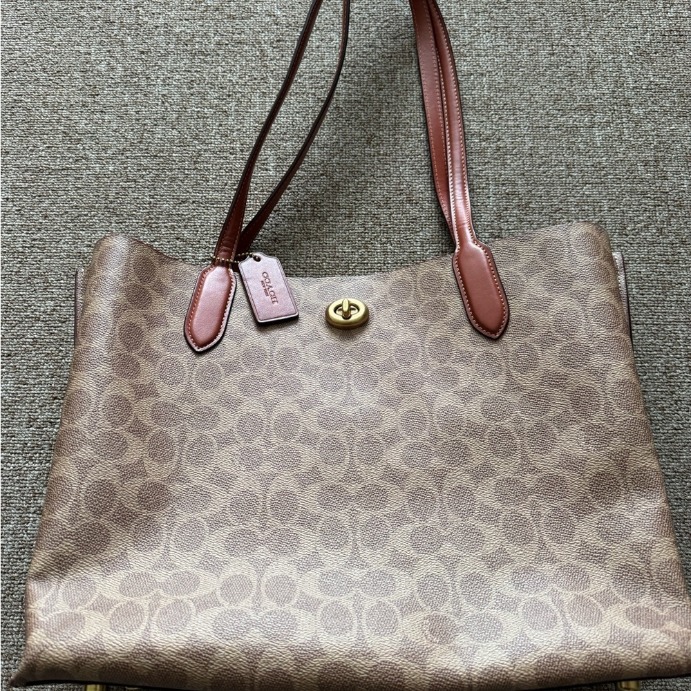 Coach Tan and Brown Signature Tote